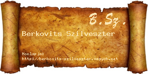 Berkovits Szilveszter névjegykártya